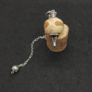 Pendule broche de radiesthésie fait main métal et bois d'if howood