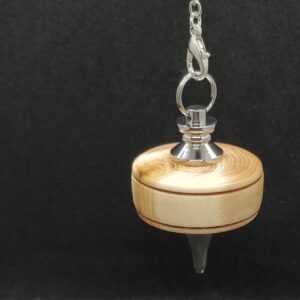 Pendule broche de radiesthésie fait main métal et bois d'if