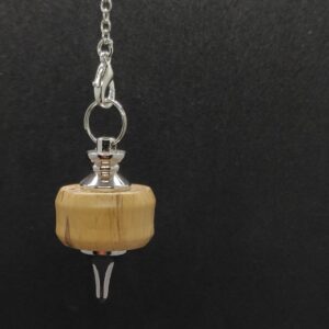 Pendule broche de radiesthésie fait main métal et bois de buis howood