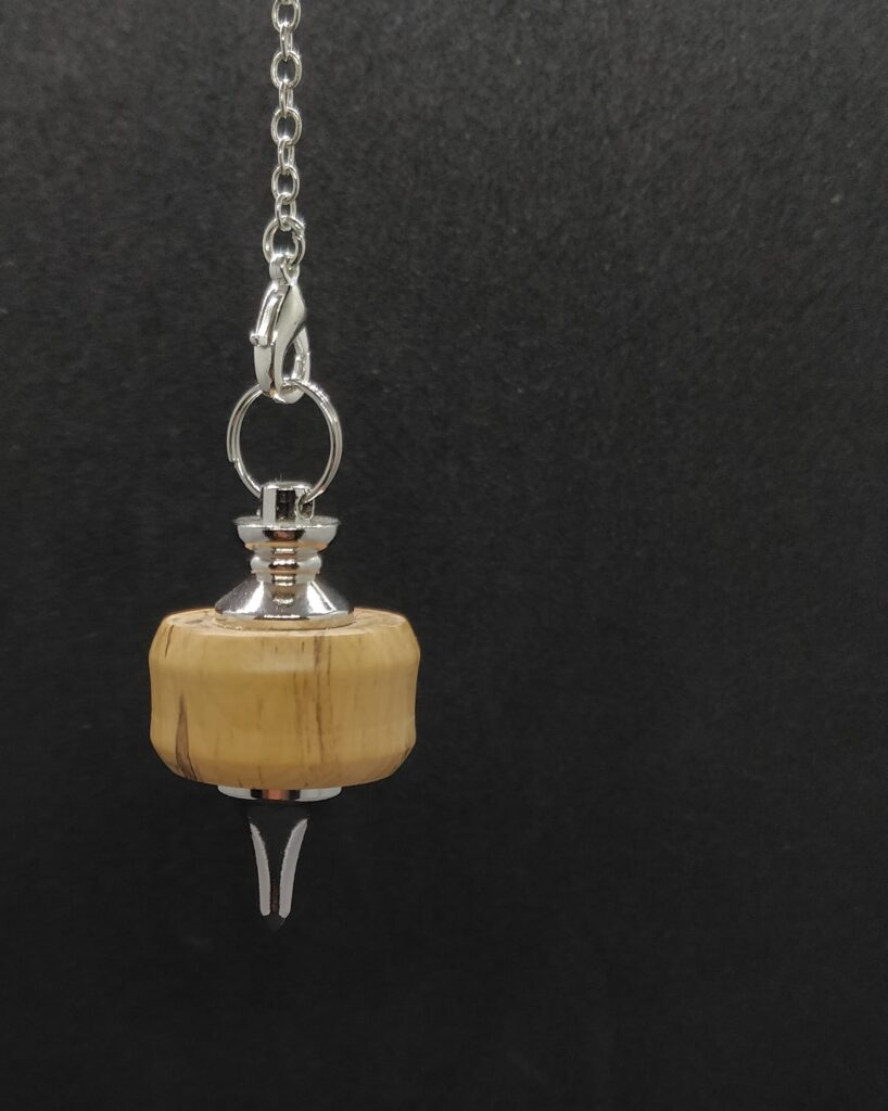 Pendule broche de radiesthésie fait main métal et bois de buis howood