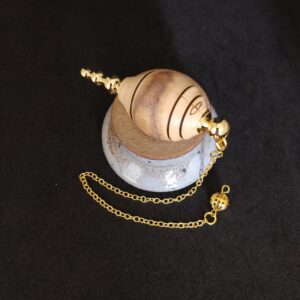 Pendule de radiesthésie artisanal en mirabellier et métal