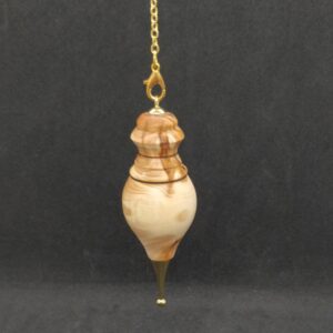 Pendule de radiesthésie artisanal en bois d'if et métal doré